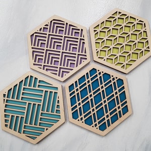 Trivets for Hot Dishes, Colorful Trivet, Trivet For Plates, Dining Table, Modern Trivet, Geometric Houseware, Trivet Wood, Kitchen Trivet