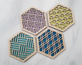 Trivets for Hot Dishes, Colorful Trivet, Trivet For Plates, Dining Table, Modern Trivet, Geometric Houseware, Trivet Wood, Kitchen Trivet