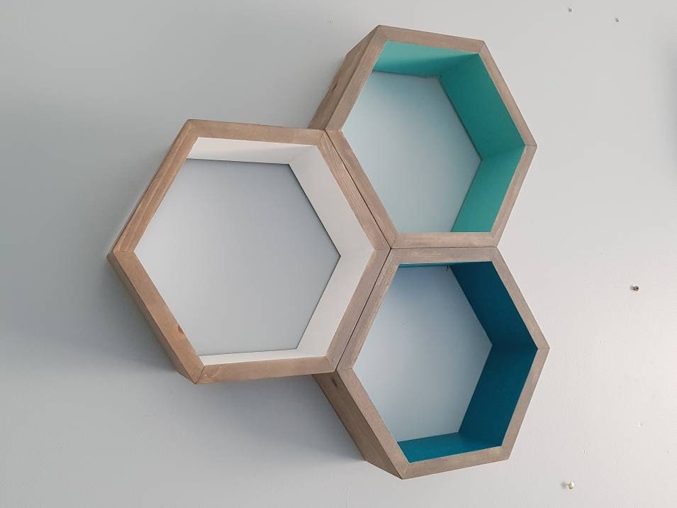 Hexagon Shelves Set of 3 Shelves Floating Shelves Etsy