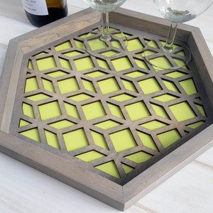 Bandeja de mesa de café, bandeja de servir de madera, bandeja moderna, bandeja de café, decoración de mesita de noche, bandeja de té, bandeja de atrapar todo, atrapar todo, bandeja de baratijas, verde