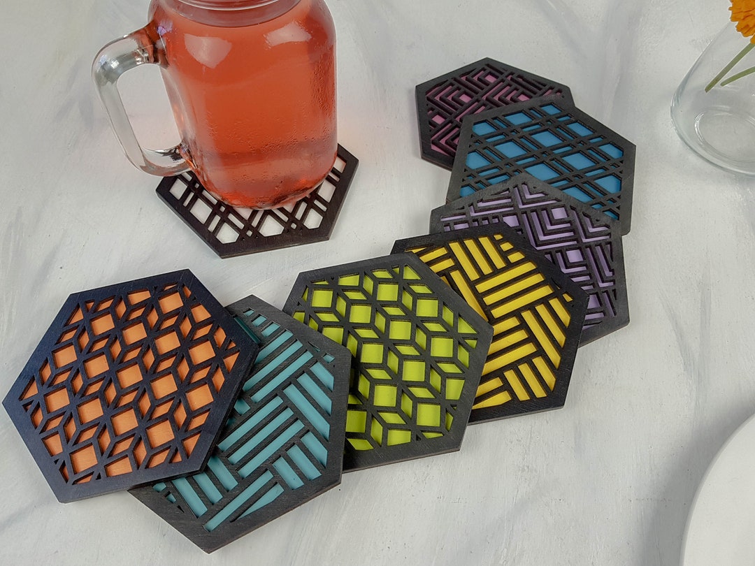 Coaster Set of Eight, Unique Modern Coaster, Colorful Coasters ...