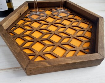 Coffee Table Tray, Wood Serving Tray, Modern Tray, Coffee Tray, Nightstand Decor, Tea Tray, Catch All Tray, Catch All, Trinket Tray, Orange