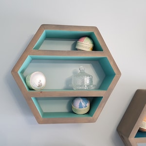 Hexagon Shelf 14&quot;, With Mid Shelves Honeycomb Shelf, Floating Shelves, Geometric Shelves, Hexagon Shelves, Modern Shelf, Living Room Shelves