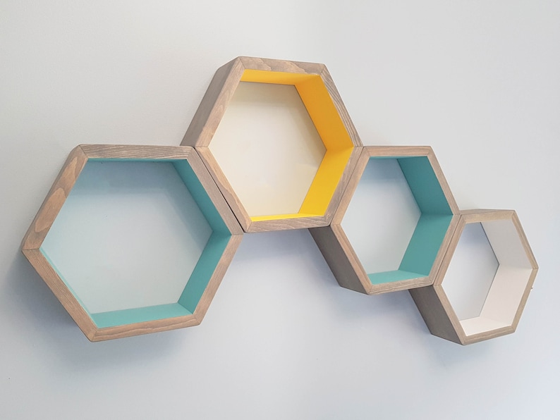 Large 16 Hexagon Shelves Black Shelves Floating Etsy Canada