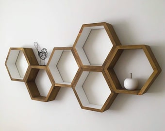 Hexagon Shelves Set of 6, Bedroom Shelves, Floating Shelves, Office Shelves, Decorative Shelves, Modern Shelves, Plant Babies Shelf