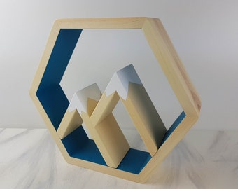 Mini Mountain Hexagon Shelf, Bedroom Shelves, Floating Shelves, Nursery Shelves, Decorative Shelves, Modern Decor,  Kids Room Shelves