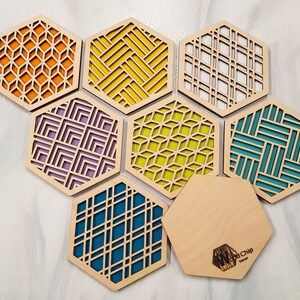 Design Your Own Coaster Set, Unique Modern, Colorful, Single or Sets, Geometric Patterns, Gift For Her, Apartment Decor, House Warming Gift image 3