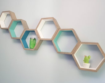 Hexagon Shelves Set of 6, Bedroom Floating Shelves, Nursery, Decorative Shelves, Modern Decor, Kids Room Shelves, honeycomb bookshelf