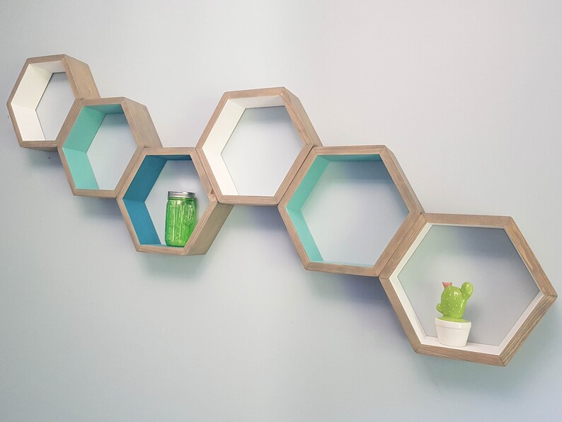 Hexagon Shelves Set of 6 Bedroom Floating Shelves Nursery Etsy