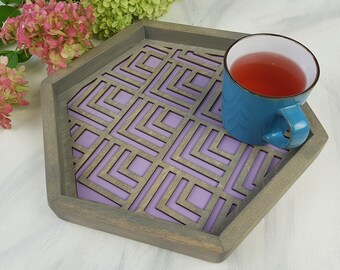 Coffee Table Tray- Wood Serving Tray- Modern Tray - Coffee Tray -Nightstand Decor- Tea Tray- Catch All Tray- Catch All- Trinket Tray- Purple