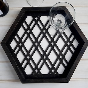 Bandeja de mesa de café - Bandeja de servir de madera- Bandeja moderna - Bandeja de café - Decoración de mesita de noche- Bandeja de té- Atrapar todo - Atrapar todo- Bandeja de baratijas- Blanco