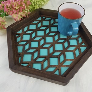Bandeja de mesa de café, bandeja de madera para servir, diseño propio, bandeja moderna, bandeja de café, decoración de mesita de noche, bandeja para todos, bandeja para baratijas