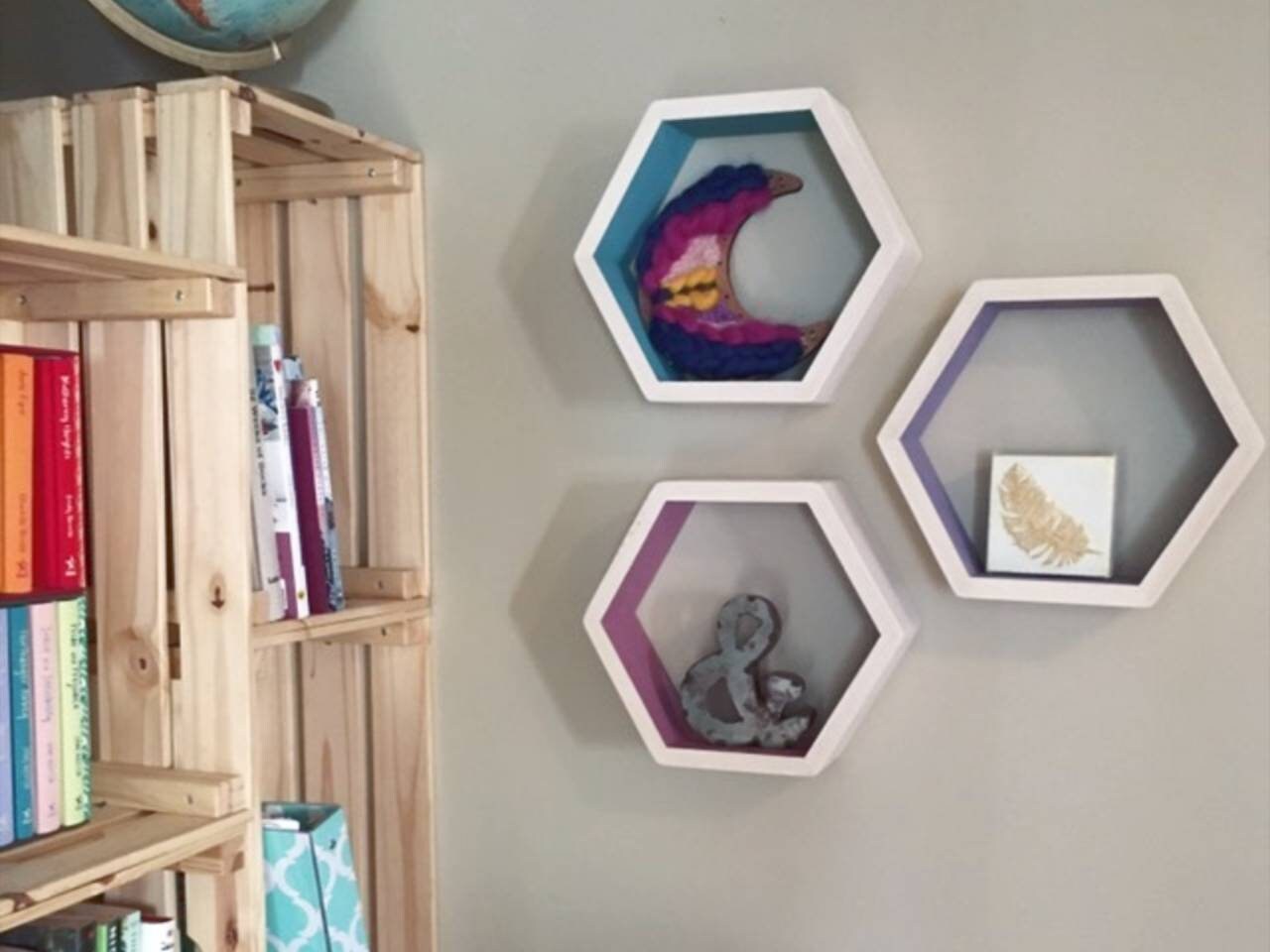 Hexagon Shelves Set of 3 Shelves Floating Shelves Etsy