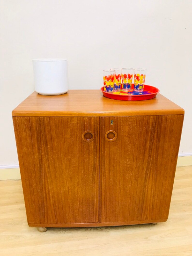 Sold Cfc Silkeborg Teak Formica Drinks Bar Storage Cabinet Etsy