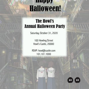 Editable Studio Ghibli Halloween Party Invitation Digital Printable Download