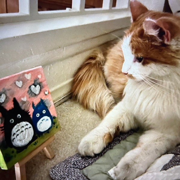 Persinalized mini canvas acrylic portrait of your family as Totoro