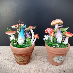 Magnet jardin de lutin dans mini pot de fleur