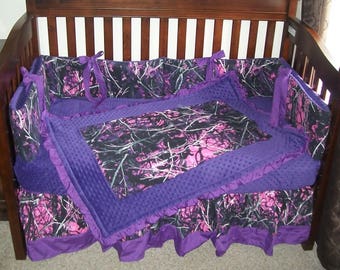 blue camo crib bedding set