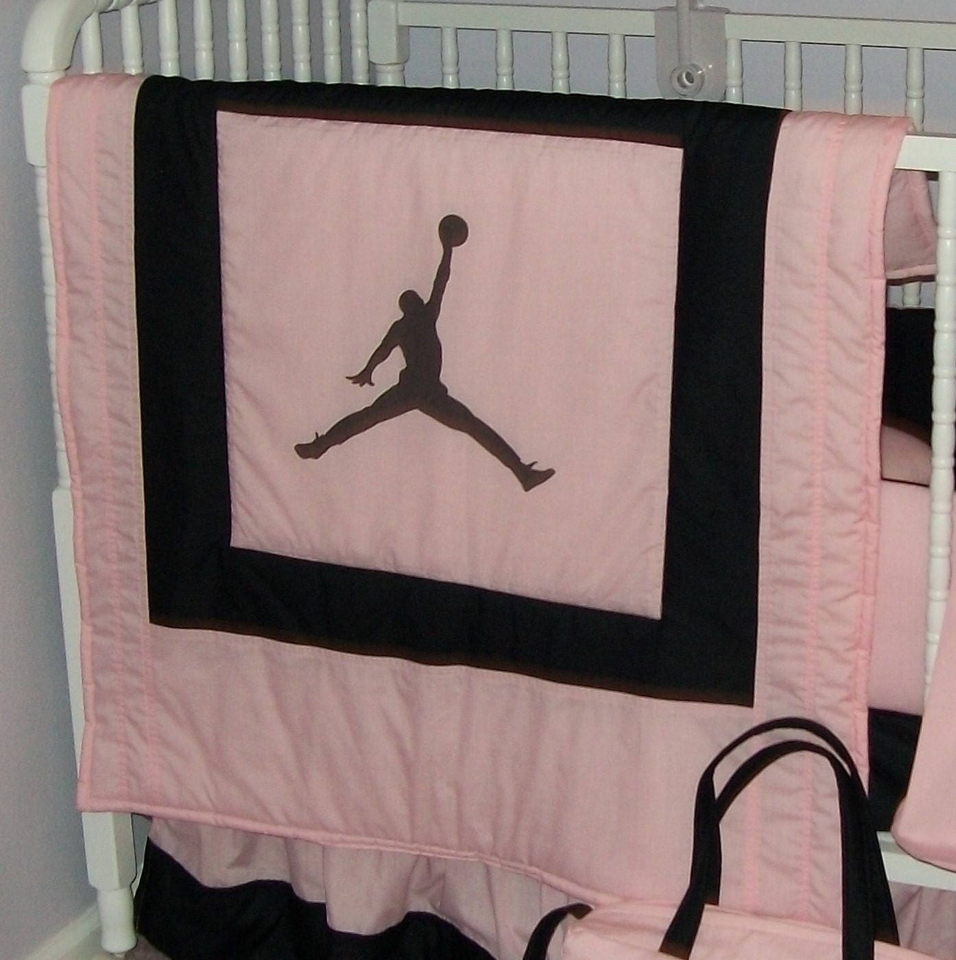Michael Jordan NBA Basketball Custom Made Crib Set made with PINK BLACK By GraciegirlGifts