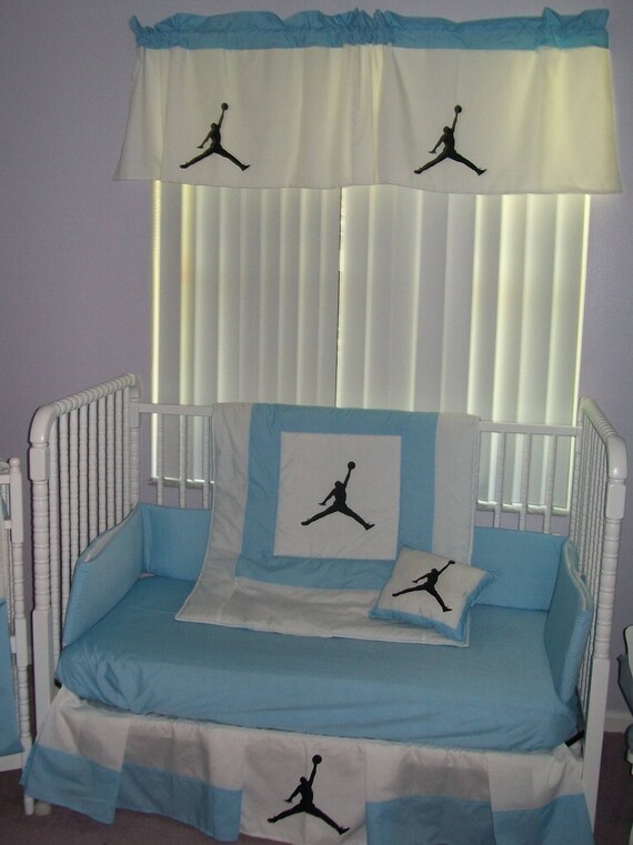 Neue Michael Jordan 7 Stuck Custom Made Krippe Bettwasche Set In Baby Blau Und Weiss
