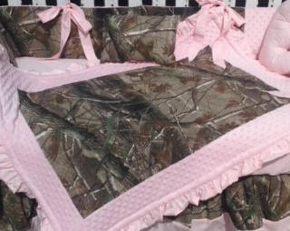 New Custom Made Realtree Camo And Pink Minky Dot 7 Piece Baby Etsy