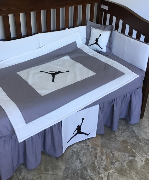 Michael Jordan Nba Basketball Grey And White Custom Made Crib - Chicago Bulls Baby Crib Bedding Michael Jordan Nba Basketball Grey And White Custom Made Crib - Chicago Bulls Baby Crib Bedding