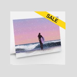 Tarjeta navideña de surfista, chica surfista, surfista femenina, regalos para surfistas, cualquier ocasión, cumpleaños, agradecimiento, días festivos, amigo, oferta