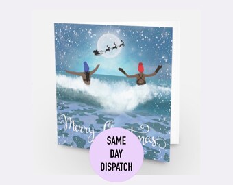 Wild Swim Christmas Card | Sea | Waves | Festive