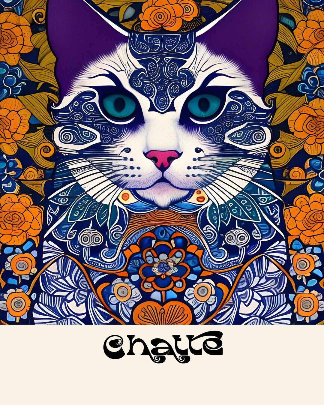 Elegant Cat Printable, 16 X 20, Digital Download, Cats, Wall Decor, Pet Wall Art, Cat, Cat Wall