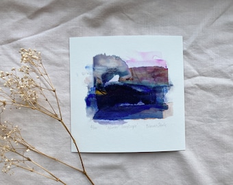 Limited edition watercolour and collage abstract print: ‘Winter landscape’