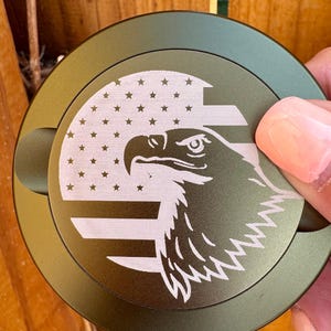 Nicotine Pouch Tin | Snus Tin | Engraved American Flag with Eagle | Aluminum Nicotine Pouch Tin | Tin