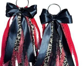 Cowgirl Boot Bows | Western Boot Accessories | Rodeo Outfit Ribbon Bows | Leopard Lace Boot Charms | Country Concert Outfit | Gift for Her