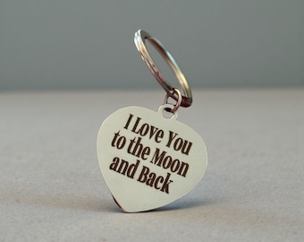 Llavero de corazón "Te amo hasta la luna y más allá" — Regalo romántico — Aniversario/San Valentín/Recuerdo de pareja