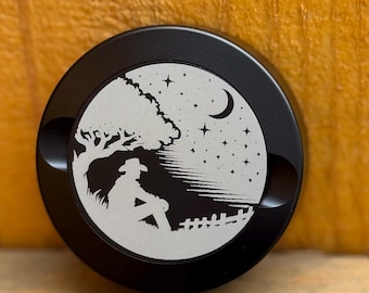 Estuche de nicotina con diseño de vaquero bajo el cielo nocturno grabado / Estuche de aluminio / Estuche / Estuche discreto / Estuche de viaje