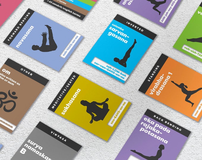 Yoga Flashcards | Sanskrit Asanas, Terms (67 Double-Sided)