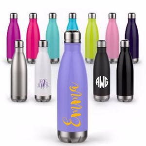 Personalized stainless steel water bottle. Monogram water bottle. Custom design bottle. Monogram gift. Bridal party gifts. Name