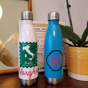 Personalized stainless steel water bottle. Monogram water bottle. Custom design bottle. Monogram gift. Bridal party gifts. image 4