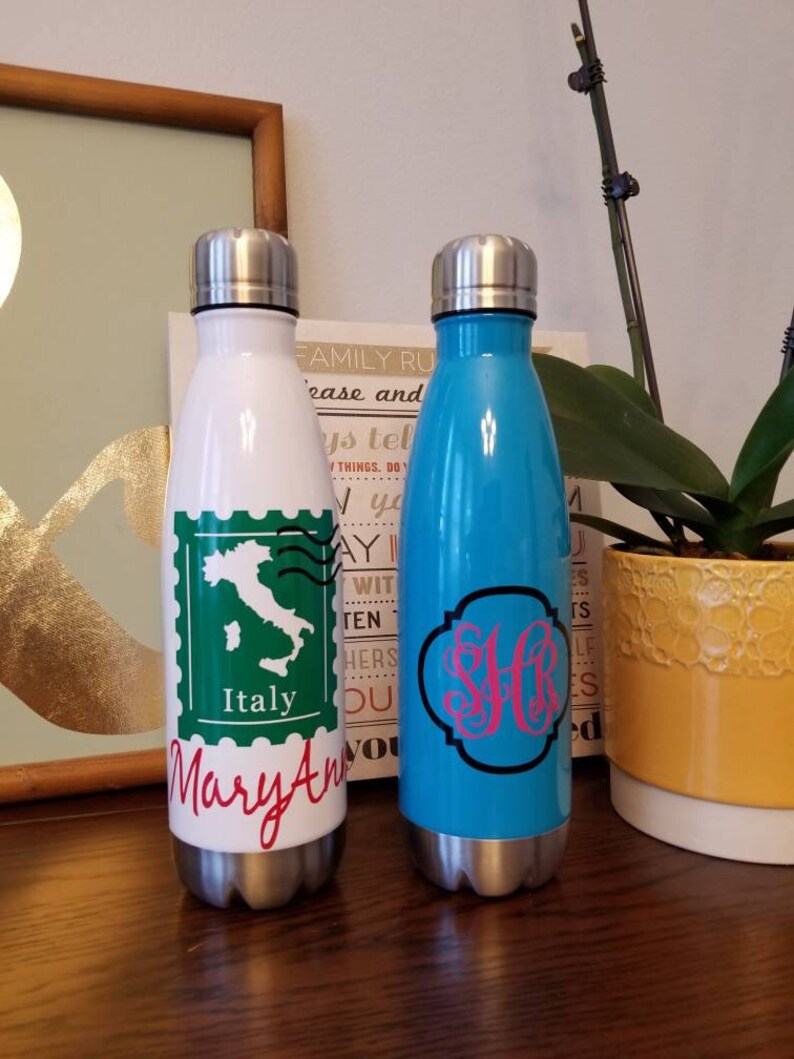 Personalized stainless steel water bottle. Monogram water bottle. Custom design bottle. Monogram gift. Bridal party gifts. image 4