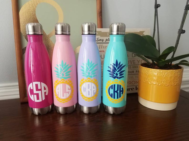 Personalized stainless steel water bottle. Monogram water bottle. Custom design bottle. Monogram gift. Bridal party gifts. image 3