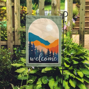 Boho Mountain Welcome Garden Flag 12x18 - Flag Only