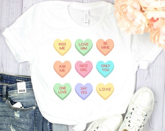 Valentine's Conversation Heart Short Sleeve Shirt - Full Color Shirt