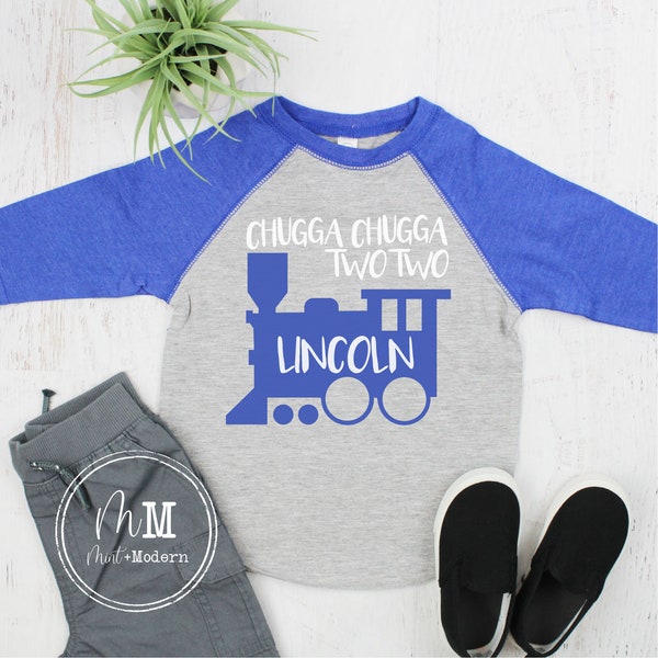 Chugga Chugga Two Two Train Toddler Birthday Raglan Shirt