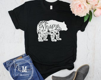 Floral Mama Bear Tee Shirt - Unisex Soft Shirt