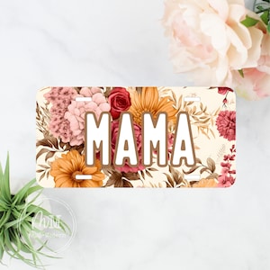 Vintage Floral Mama Front License Plate