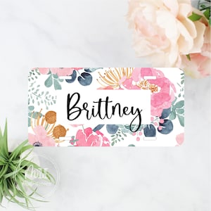 Monogram Pink Floral Front License Plate