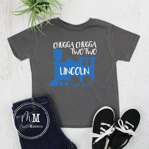 Chugga Chugga Two Two Train Toddler Birthday Shirt Dark Gray