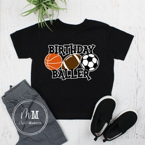 Birthday Baller Sports Trio Birthday Unisex Shirt