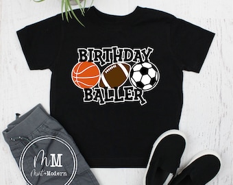 Birthday Baller Sports Trio Birthday Graphic Shirt