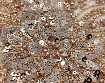 Gold Sequin Lace Fabric: 3D Beaded Tulle Mesh