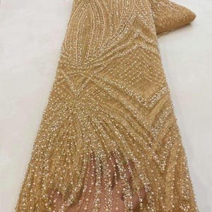 slim fit dress slacks The Daniri Beaded and Satin Metallic Gold Dress main image 1